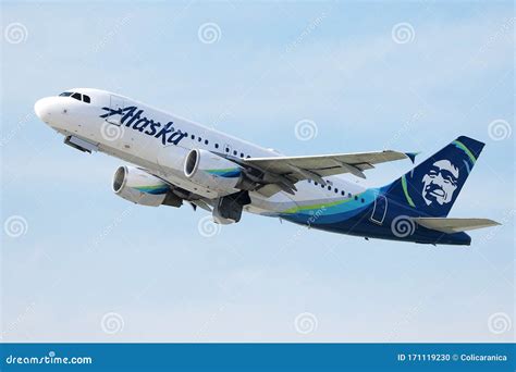 Alaska Airlines Taking Off from Los Angeles Airport LAX Editorial Image ...