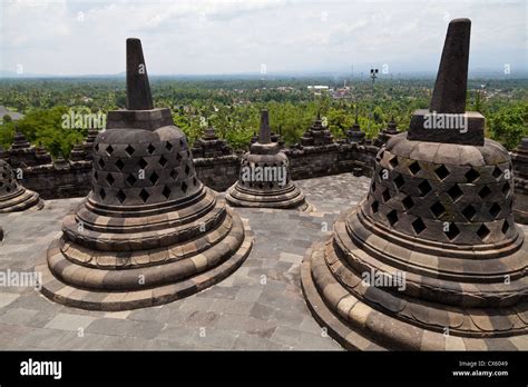 Stupas on the Buddhist Temple Borobudur in Indonesia Stock Photo - Alamy