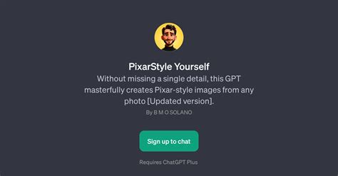 PixarStyle Yourself - Pixar style image generation - TAAFT