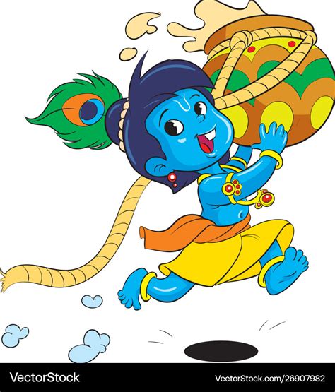 Little krishna cartoon character running Vector Image