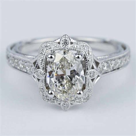 Antique Halo Designer Engagement Ring with Oval Diamond