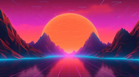 Premium AI Image | 80s Synthwave Retrowave Background Wallpaper