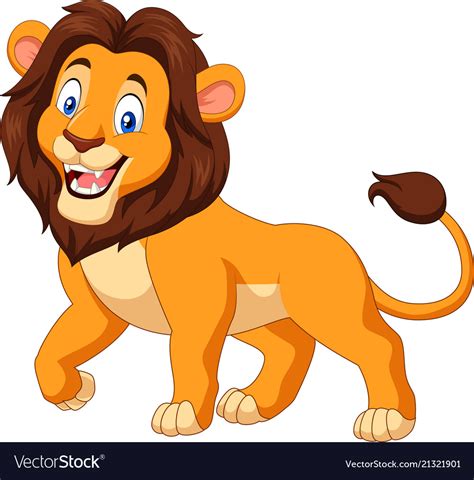 Cartoon happy lion isolated on white background Vector Image