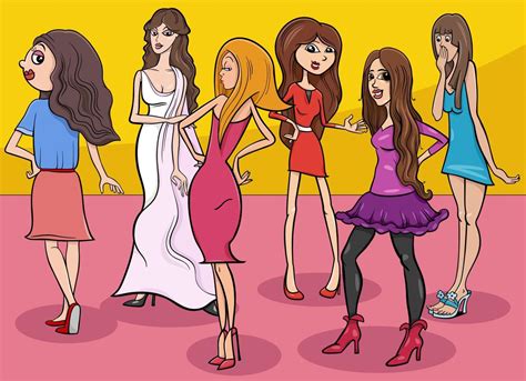 cartoon pretty girls or women characters group 9205805 Vector Art at ...