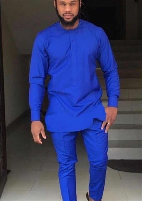 African fashion shirts and trousers royal blue pant sets senator style ...