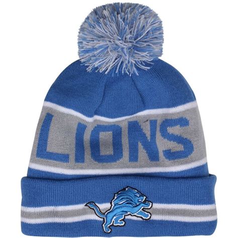 New Era Detroit Lions The Coach Cuffed Knit Beanie with Pom - Light ...