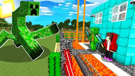 Tiny Mikey & JJ - Mutant Creeper vs Security House - Minecraft Thanks to Maizen JJ and Mikey