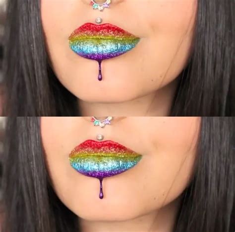 Rainbow glitter | Lip art, Rainbow glitter, Lip gloss