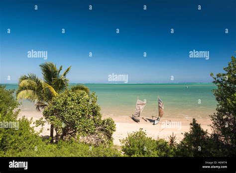 Pirogue, a traditional Madagascar sailing boat, Ifaty Beach, Madagascar ...