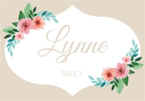 Edit for free this Floral Watercolor Wedding Name Tag template online