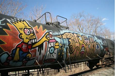 Juxtapoz Magazine - Blitzed Bart Sprayin Away | Train graffiti, Train ...