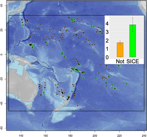 Map of the spatial extent of the validated seamount database used in ...