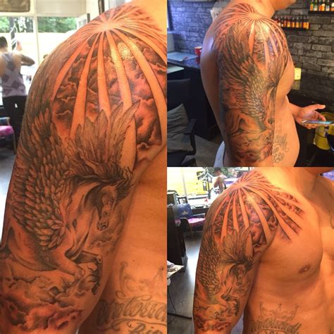 Pegasus finally got some sun rays yesterday ☀️ #pegasus #pegasustattoo ...