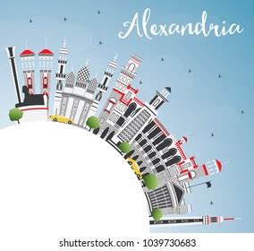 Alexandria Egypt City Skyline Gray Buildings Stock Vector (Royalty Free ...