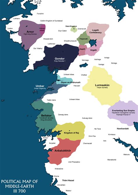 Middle Earth Political Map – Map Vector