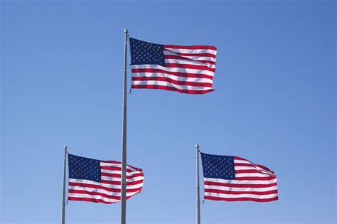 3 Flags USA Blowing In The Wind Free Stock Photo - Public Domain Pictures