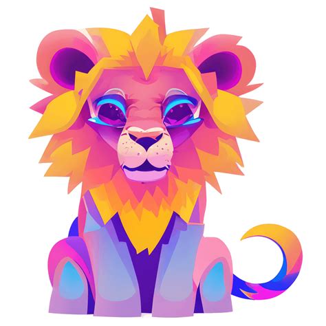 3D Lisa Frank Lion Cub · Creative Fabrica