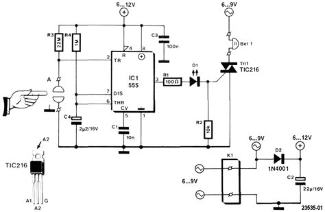 Elektor Circuit: Touch Doorbell with 555 - Electronics-Lab.com