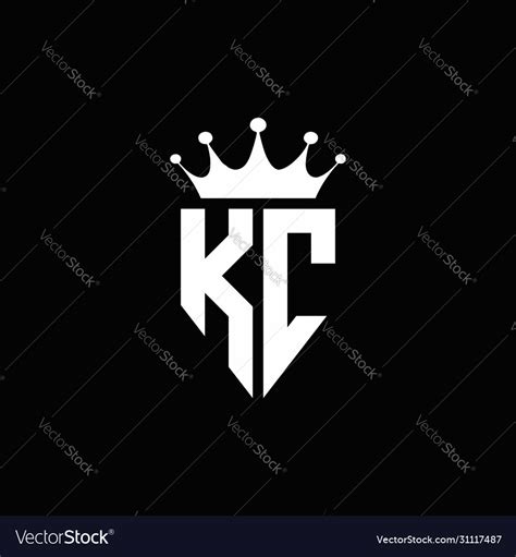 Kc logo monogram emblem style with crown shape Vector Image