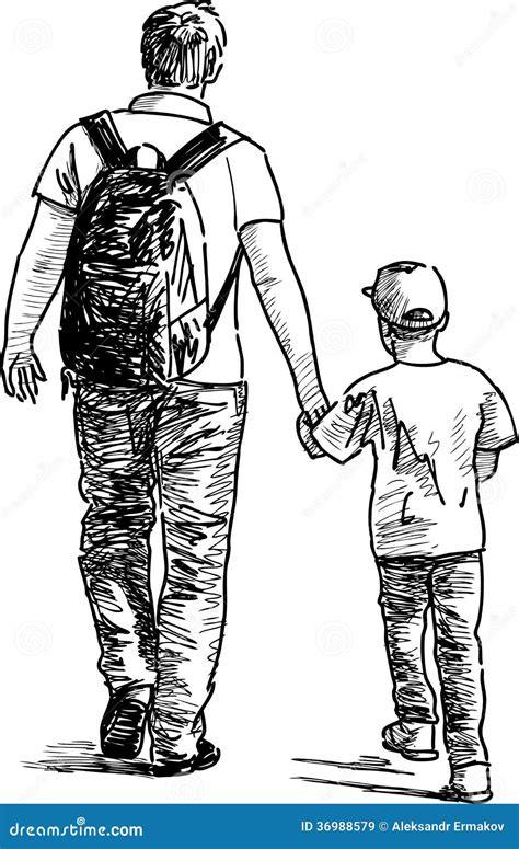 Father and son stock vector. Illustration of drawn, hand - 36988579