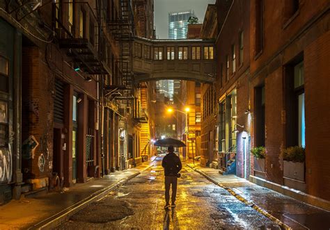 Staple Street on a rainy night, TriBeCa, Lower Manhattan, New York City | Lower manhattan ...