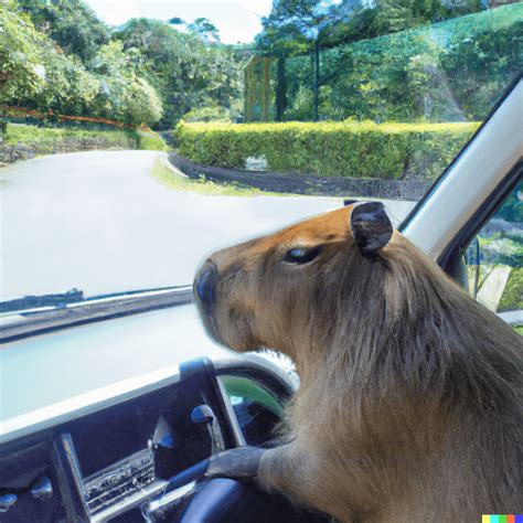 A capybara driving a car : dalle2