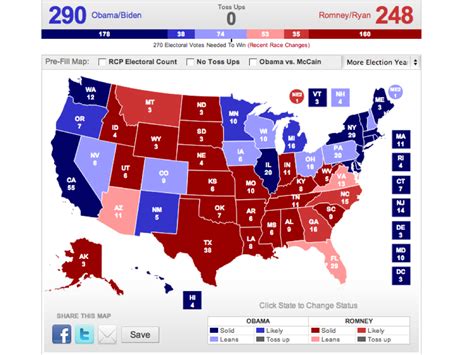 Electoral Vote Predictor: The 2012 Big Electoral Map - I Think We Are ...