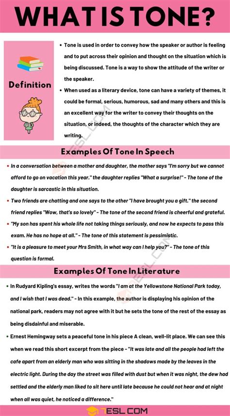 Tone: Definition and Useful Examples of Tone in Speech and Literature • 7ESL