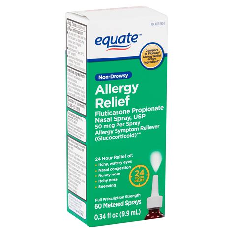 Equate Fluticasone Non-Drowsy Allergy Relief Nasal Spray, USP, 50 mcg, 0.34 fl oz. - Walmart.com ...