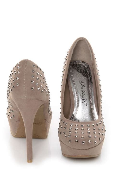 Society 86 Viral 32 Taupe Rhinestone Riot Platform Pumps - $46.00