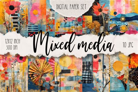 Mixed Media Digital Paper Graphic by Cheerful Apple Studio · Creative Fabrica