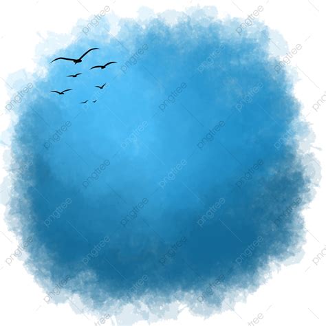 Morning Sky Blue Brush With Bird Silhouette, Bird Silhouette, Blue Sky ...