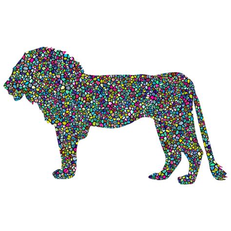 Polyprismatic Tiled Lion Profile Silhouette With Background | Free SVG