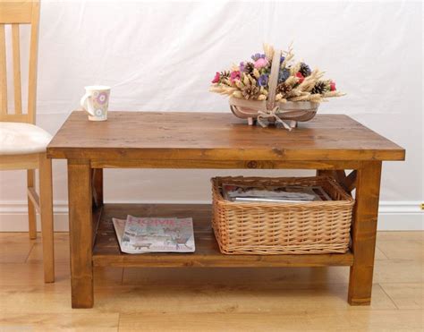 Rustic Pine Coffee Table or TV Stand with Shelf Handmade in the UK