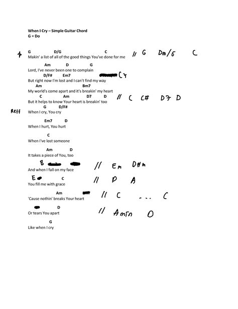 When I Cry - Simple Guitar Chord - . C - H Amin D When I Cry (Bridge ...