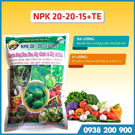 Phân NPK 20-20-15+TE - Phân bón 3 màu kích ra hoa, nảy chồi, xanh lá - Chuyên dùng cho rau, hoa ...