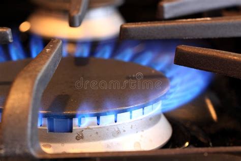 Natural Gas Stove Burner Showing Blue Flame Stock Image - Image of ...