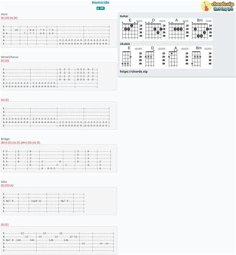 Chord: Homicide - tab, song lyric, sheet, guitar, ukulele | chords.vip