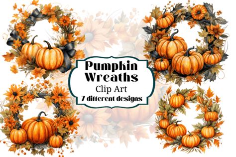 Fall Pumpkin Wreath Clipart Transparency Graphic by Laura Beth Love ...