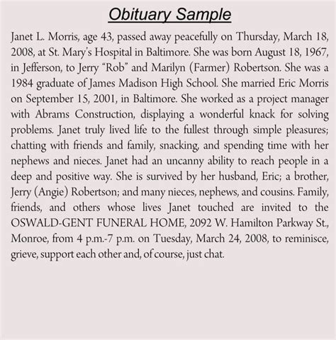 Writing an Obituary (with 10+ Obituary Samples & Examples) | Obituaries ...