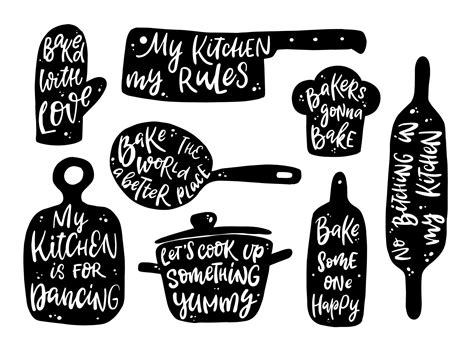 set of hand lettering quotes for kitchen and cooking.Good for stickers ...