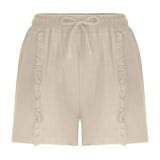 Womens Plus Size Shorts High Waisted Cotton Linen A Line Wide Leg ...