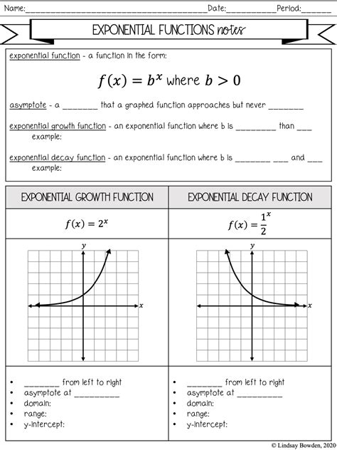 Exponential Functions Notes and Worksheets - Lindsay Bowden