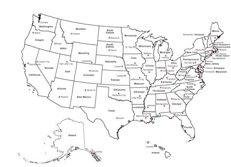 States And Capitals Map Printable For Kids