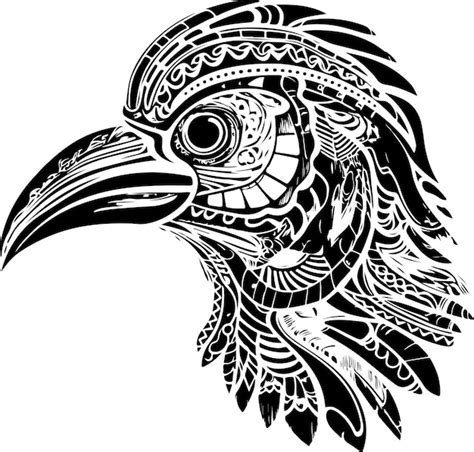 Premium Vector | Vector ornamental ancient raven crow illustration ...