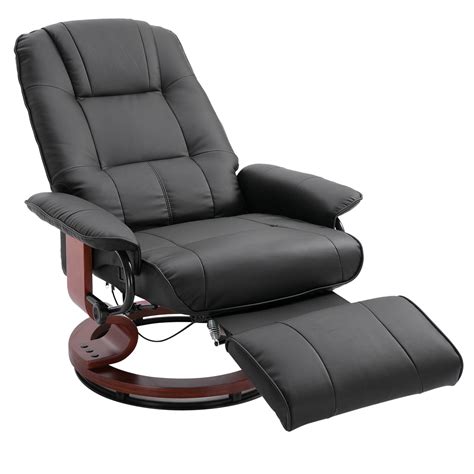 HOMCOM Adjustable Swivel Recliner Chair with Footrest Manual ...