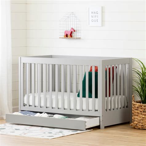 South Shore Cookie Convertible Baby Crib with Drawer, Soft Gray - Walmart.com