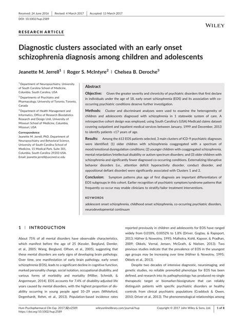 (PDF) Diagnostic clusters associated with an early onset schizophrenia ...