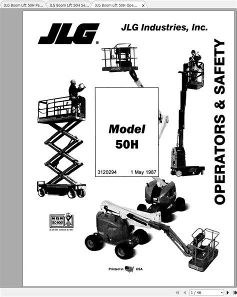 JLG Boom Lift 50H Operation, Service & Parts Manuals