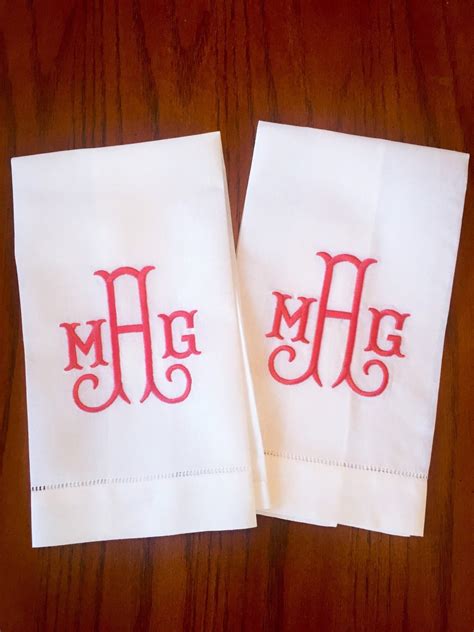 Linen Monogrammed Hand Towels Set of 2